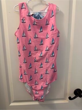Kids Pink Sailboat One-Piece Swimsuit